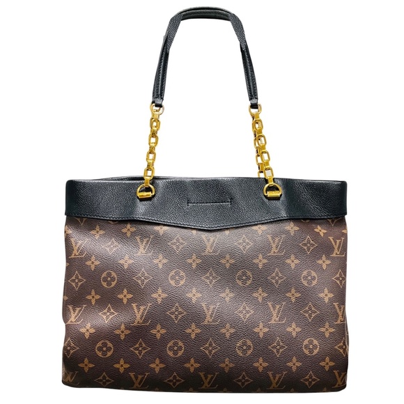 LOUIS VUITTON BROWN / BLACK PALLAS CHAIN SHOPPER MONOGRAM CANVAS BAG - Picture 3 of 16